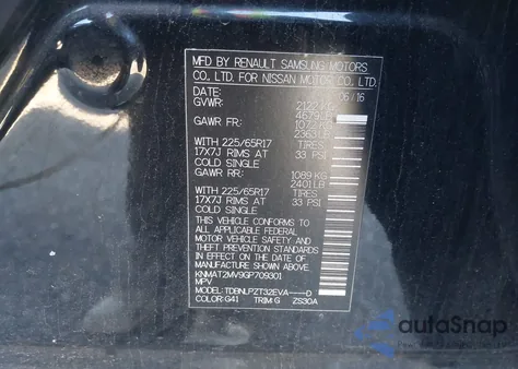 2016 Nissan Rogue S from USA, damaged, VIN KNMAT2MV9GP709301